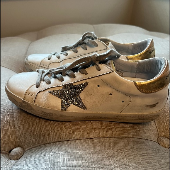 Golden Goose Shoes - Golden Goose Superstar glitter star sneakers.